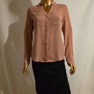 Express Women's Peach Button-Down Shirt